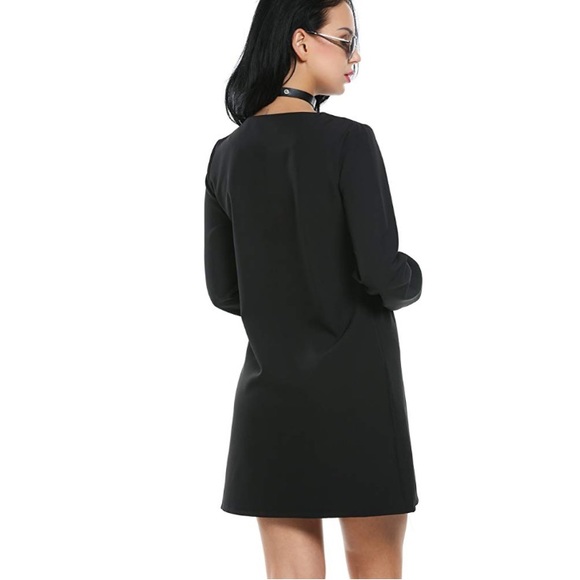 ACEVOG Long Sleeve Shift Dress Loose A-Line Dress - Picture 3 of 8